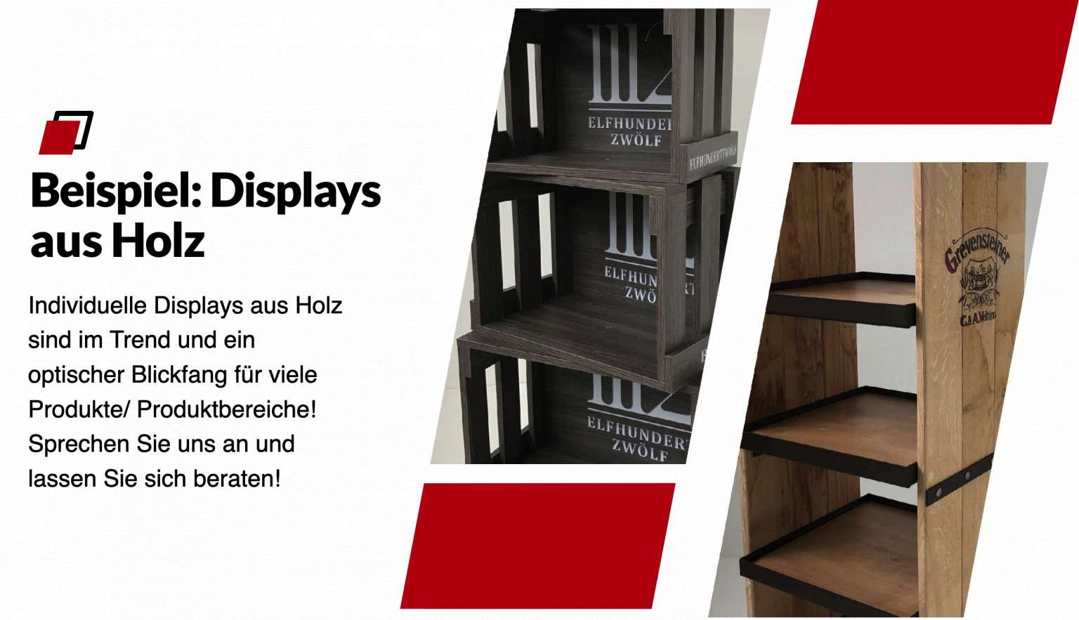 Beispiel: Displays aus Holz
